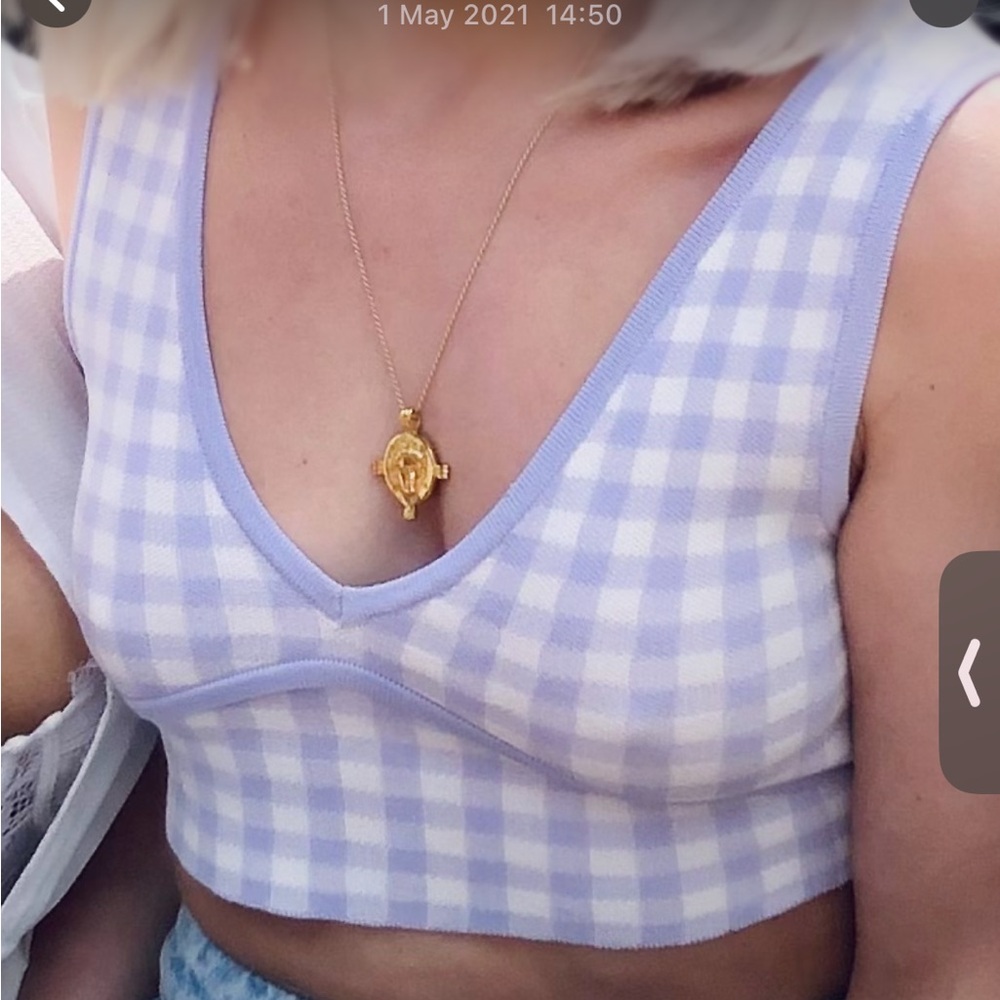 Women's Zara Purple Gingham Crop Top
